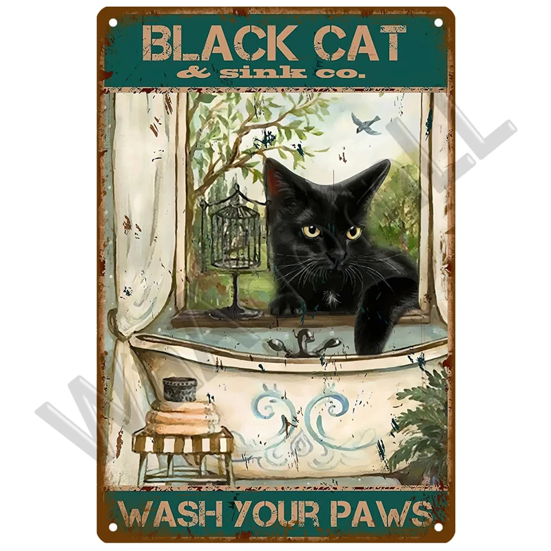 Plakat metalowy WC Toaleta retro vintage żółty