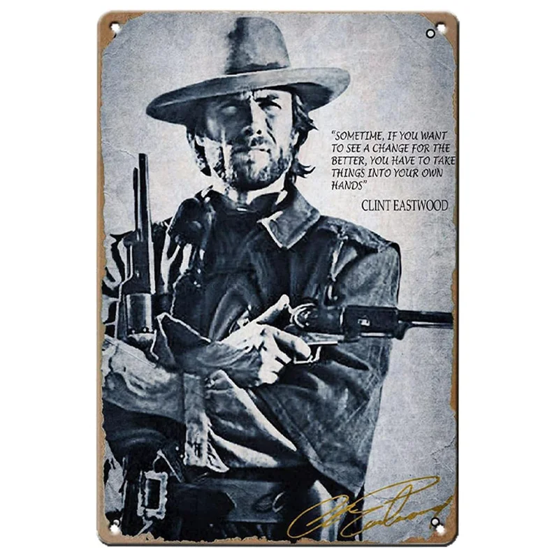 Plakat metalowy Western Cowboy na koniu Czerwony