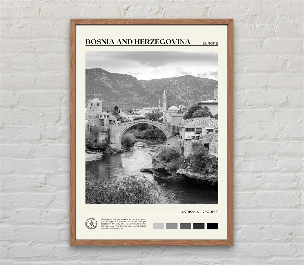 Plakat europejskie miasta czarno-biały Wzór 1