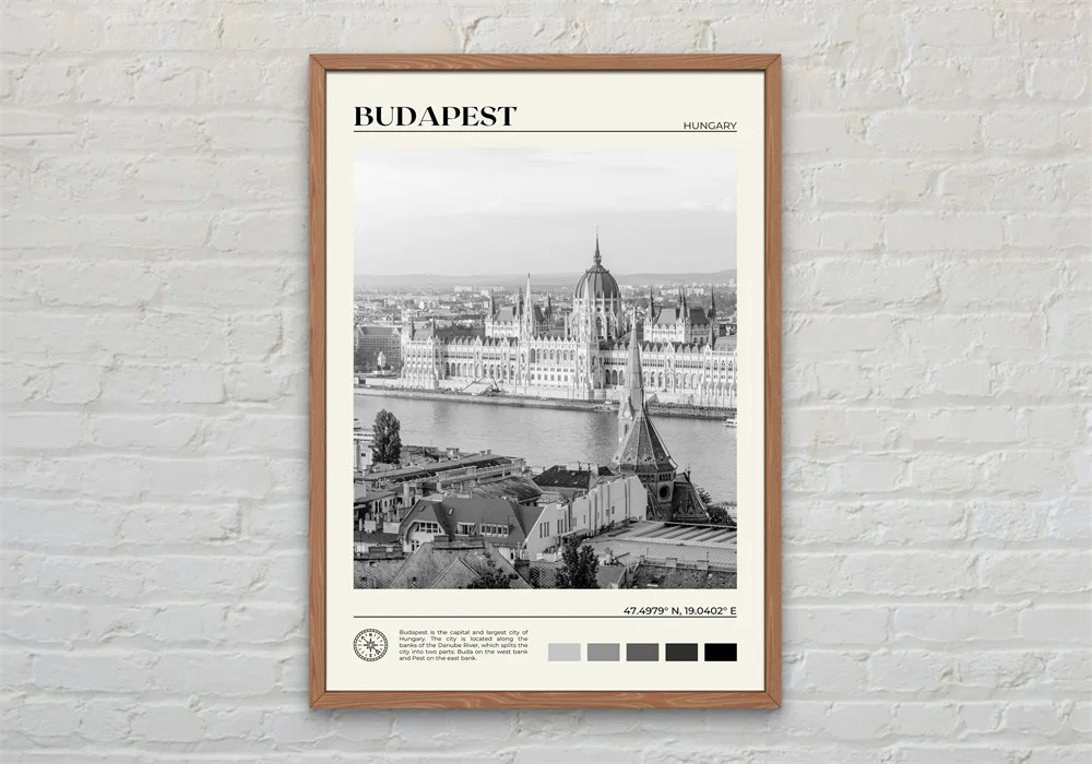 Plakat europejskie miasta czarno-biały Wzór 3