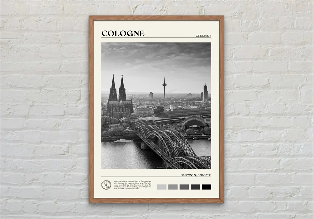 Plakat europejskie miasta czarno-biały Wzór 4