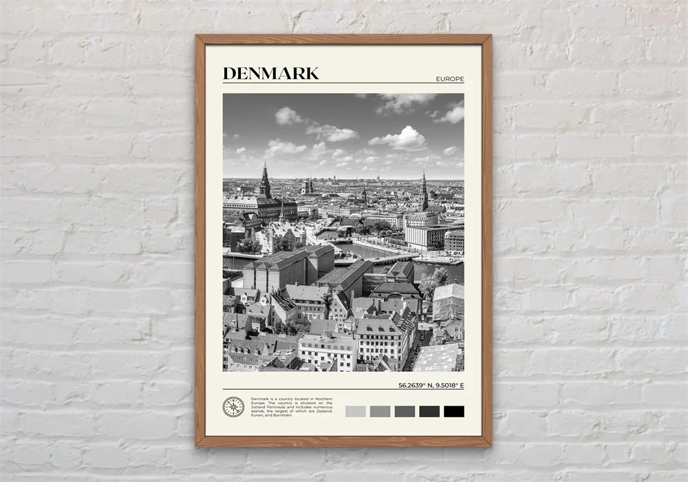 Plakat europejskie miasta czarno-biały Wzór 8