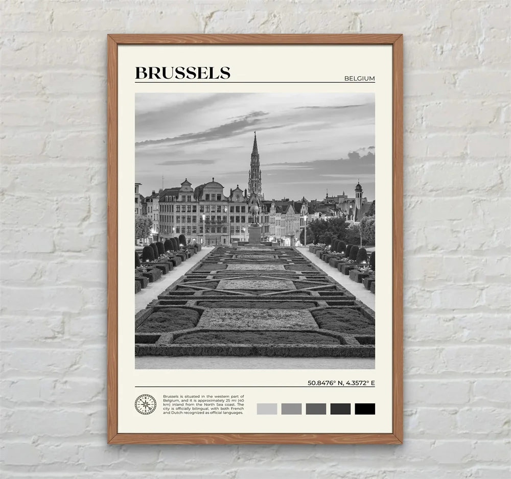 Plakat europejskie miasta czarno-biały Wzór 9
