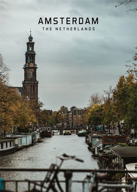 Miasta Europy – plakat z Paryżem, Berlinem i Amsterdamem Beżowy