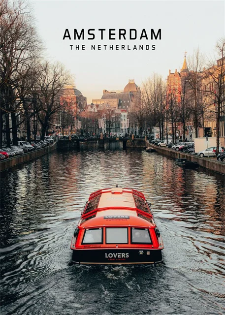 Miasta Europy – plakat z Paryżem, Berlinem i Amsterdamem Złoto