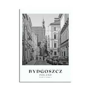 Plakat z miastami Polski czarno-biały Burgundia