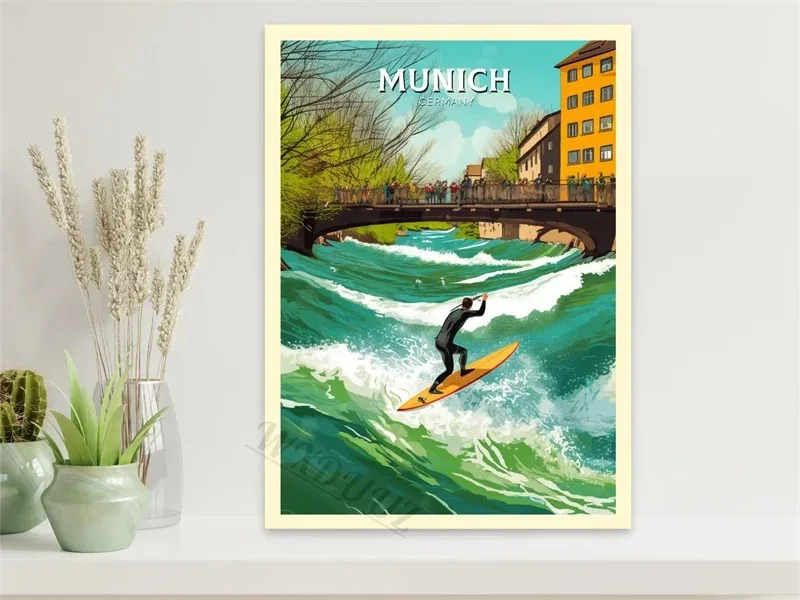 Plakat miasta retro - Paryż, Porto i podróże Wzór 3