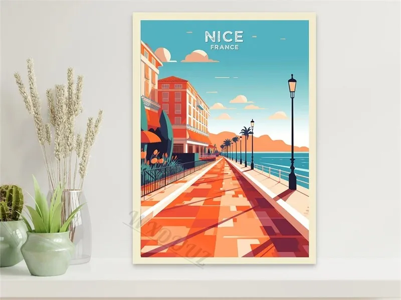 Plakat miasta retro - Paryż, Porto i podróże Wzór 8
