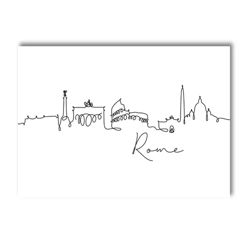 Plakat miasta - minimalistyczny rysunek liniowy Wzór 2