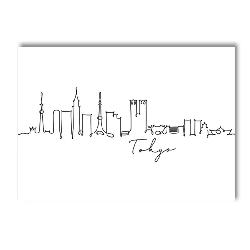 Plakat miasta - minimalistyczny rysunek liniowy Wzór 3