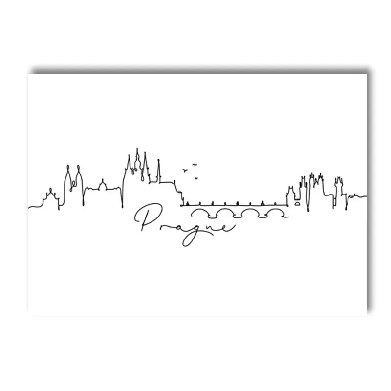 Plakat miasta - minimalistyczny rysunek liniowy Wzór 5