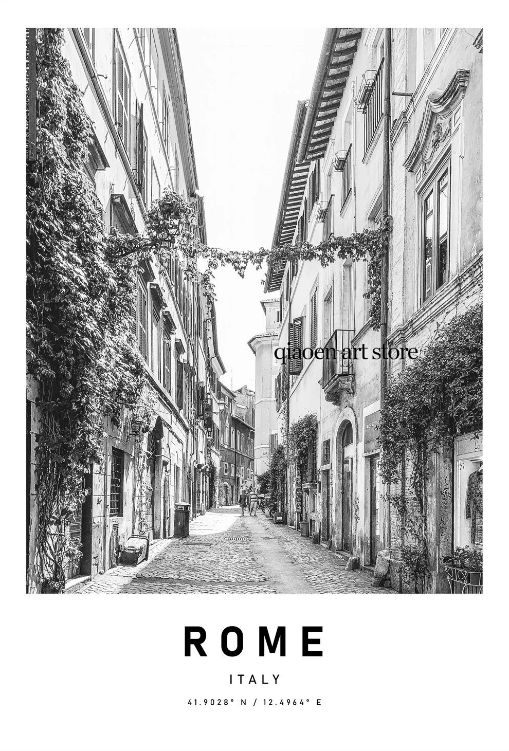 Plakat miasta świata - czarno-biała architektura Jasnozielony