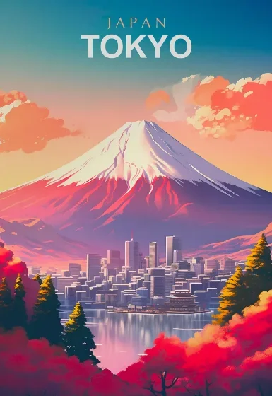 Plakaty miasta świata Rzym Paryż Japonia Wzór 8