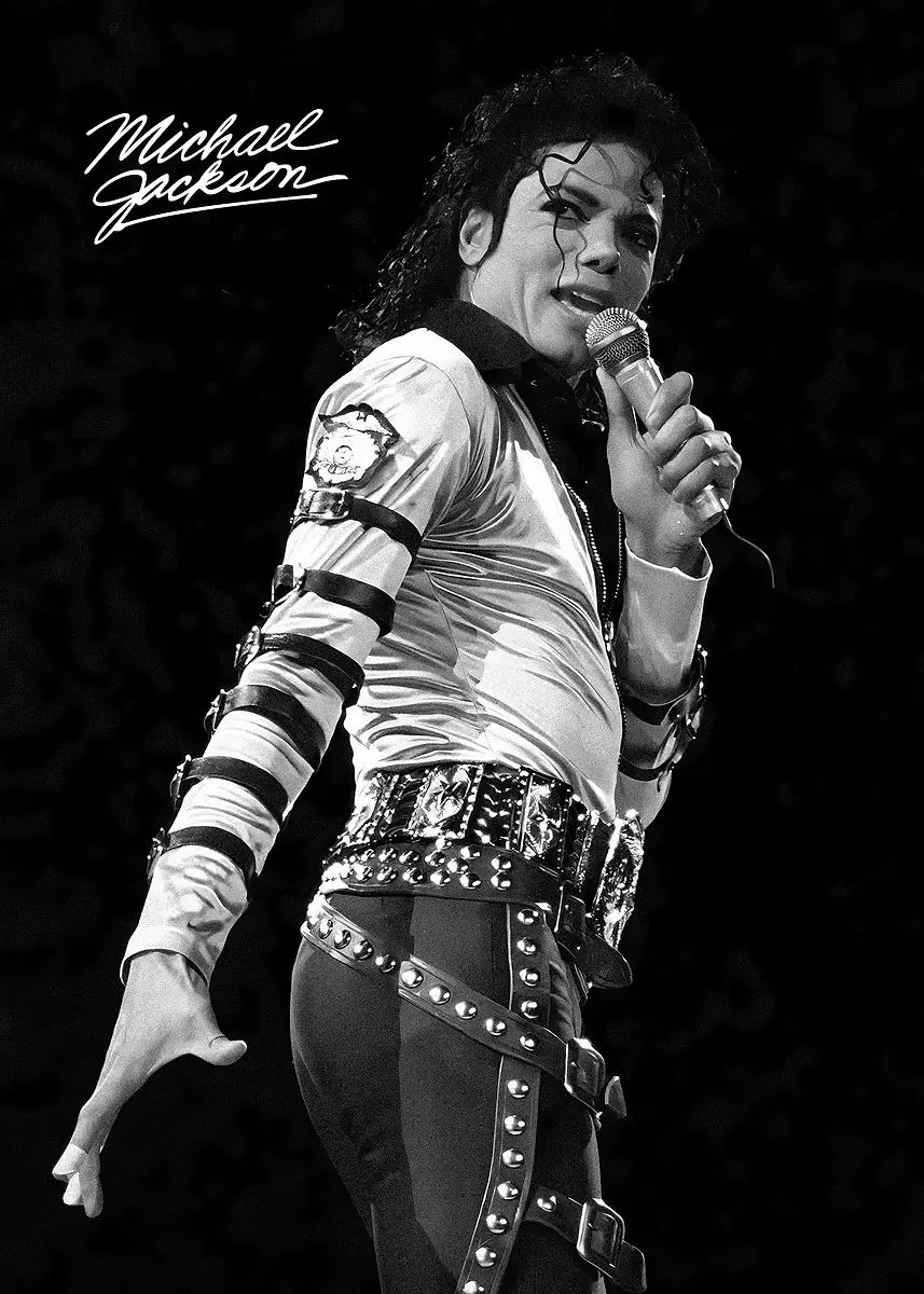 Michael Jackson - czarno-biały plakat Wzór 8