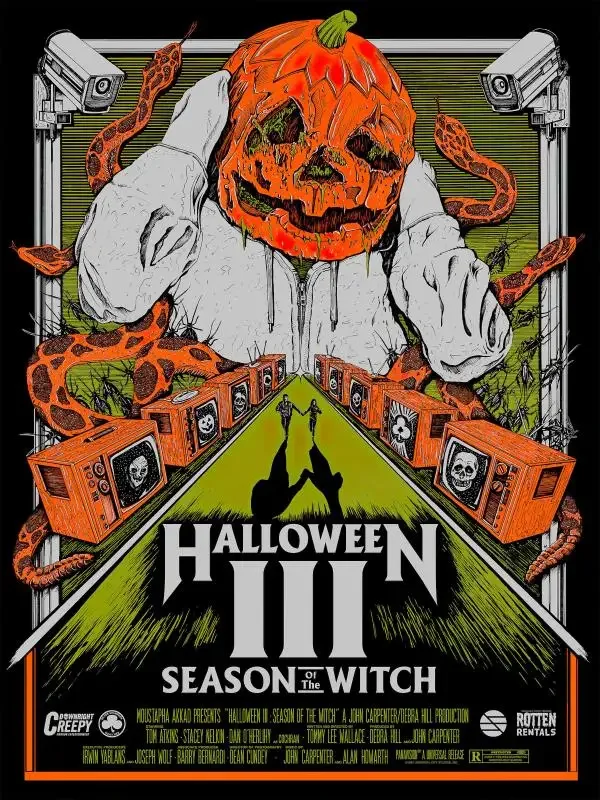 Plakat Michael Myers - horror filmowy na Halloween Ciemny szary