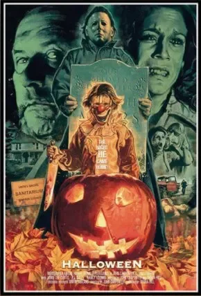 Plakat Michael Myers - horror filmowy na Halloween Jasnozielony
