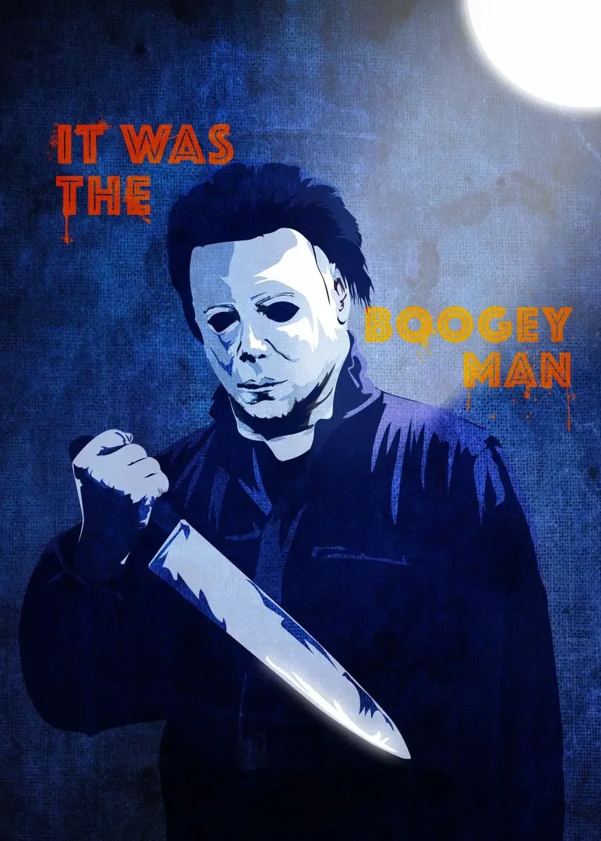 Plakat Michael Myers - horror filmowy na Halloween Różowy