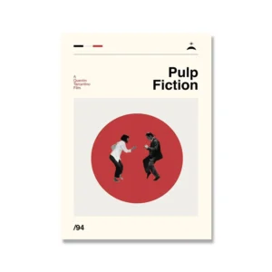 Plakat mid century sci-fi statek kosmiczny Czerwony