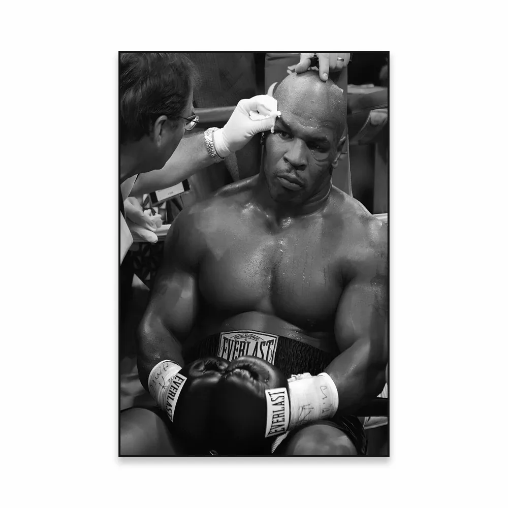 Mike Tyson - czarno-bialy plakat bokserski Wzór 2