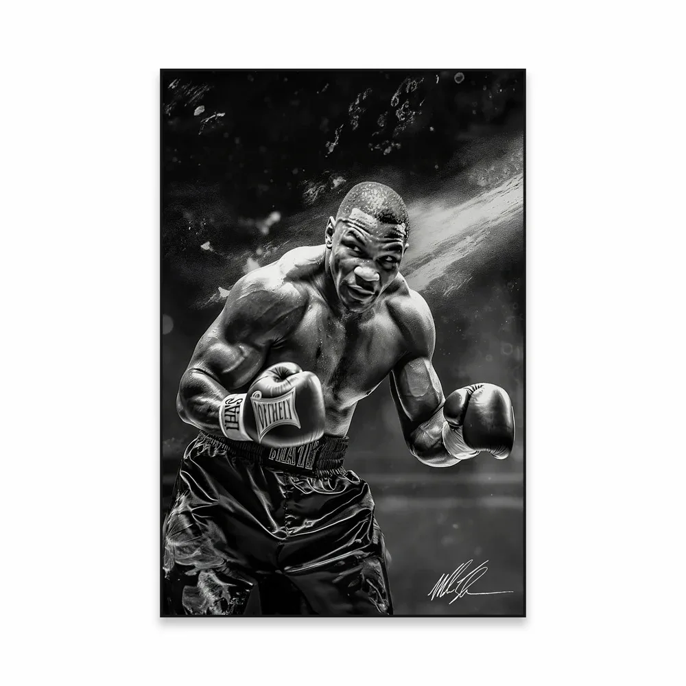 Mike Tyson - czarno-bialy plakat bokserski Wzór 3
