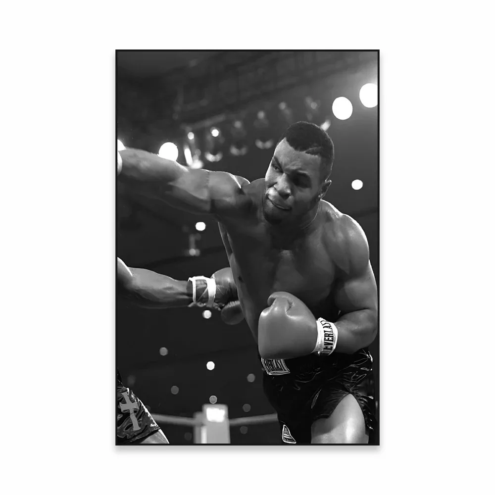 Mike Tyson - czarno-bialy plakat bokserski Wzór 4