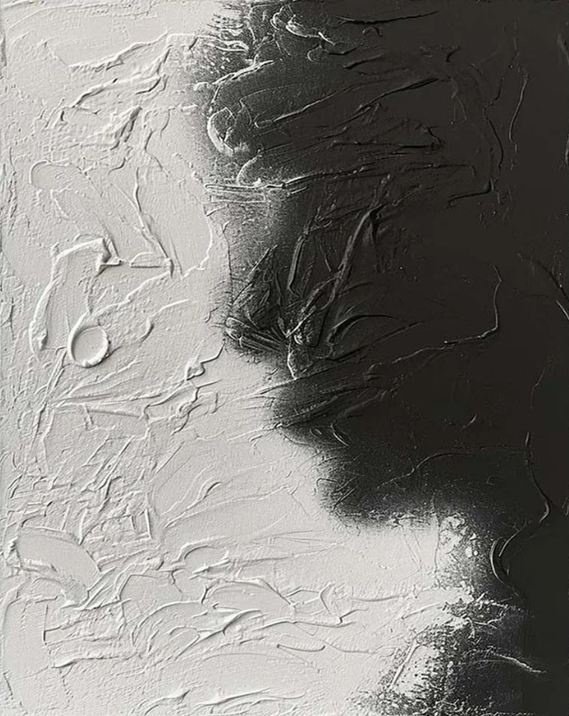 Plakat minimalistyczna kobieca twarz czarno-biała Fioletowy