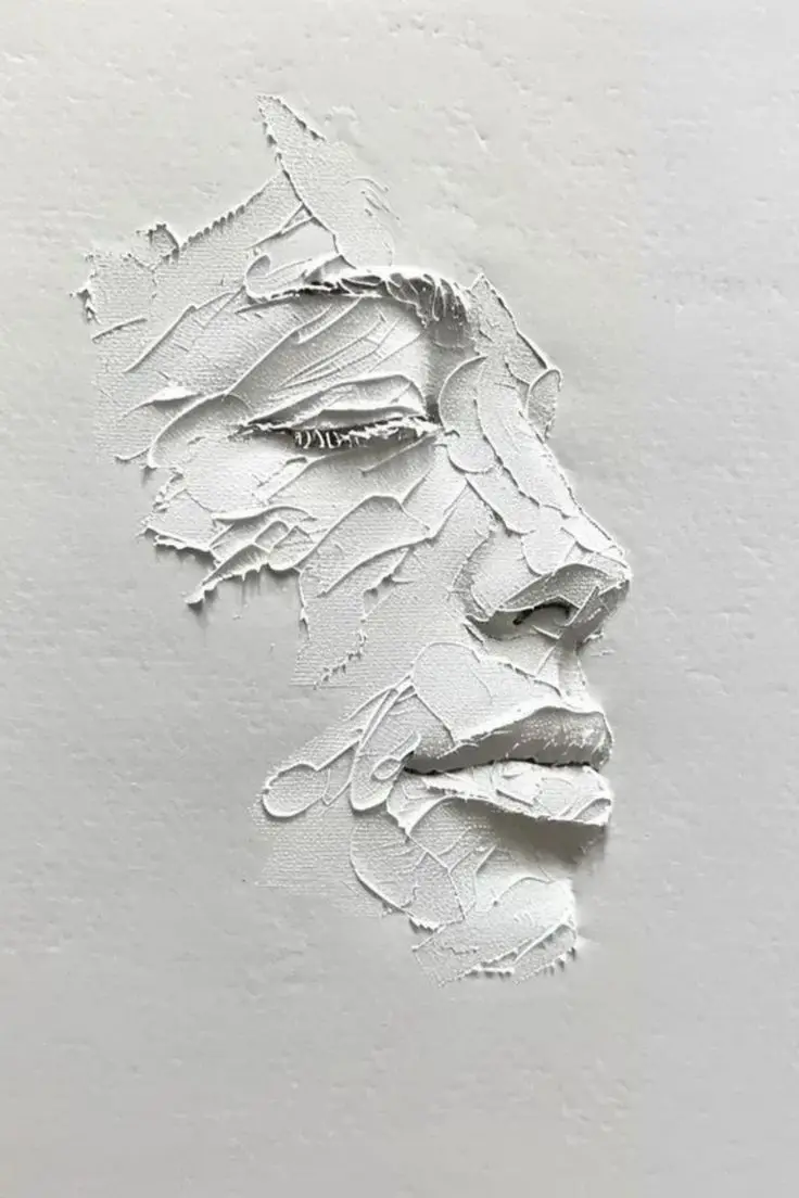 Plakat minimalistyczna kobieca twarz czarno-biała Niebieski