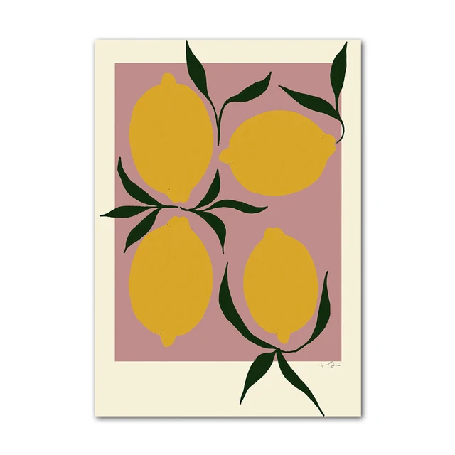 Plakat minimalistyczny cytryna w wazonie Czarny