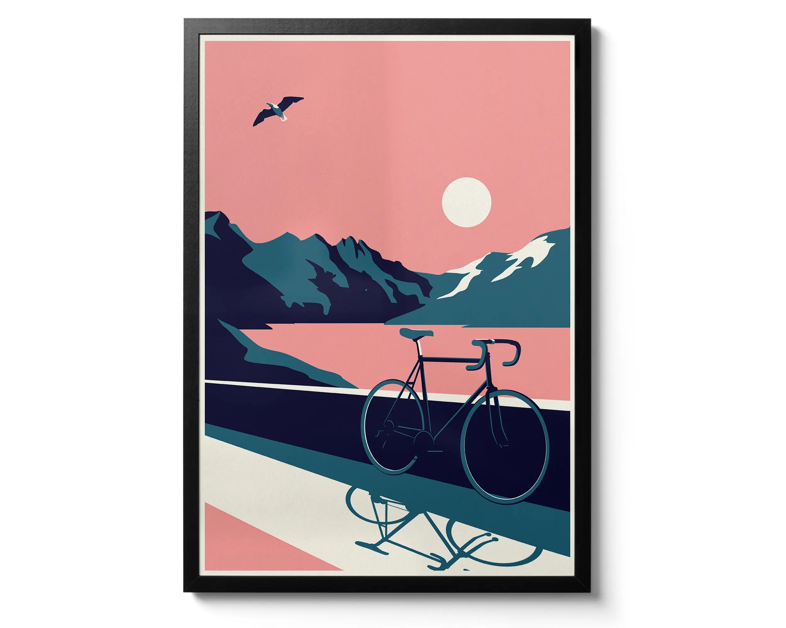 Minimalistyczny plakat letni z rowerem i deskorolką żółty