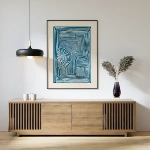 Plakat minimalistyczny line art w błękicie Wzór 1