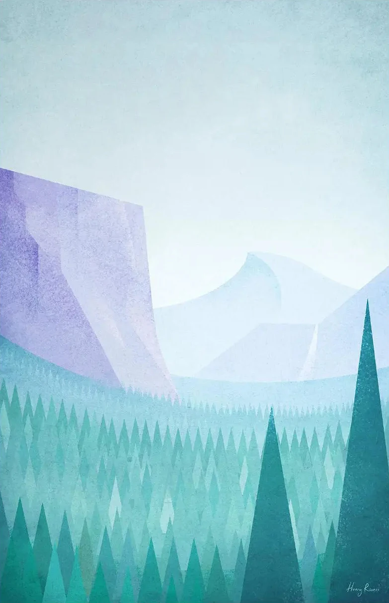 Minimalistyczny pejzaż Yosemite - plakat Wzór 2