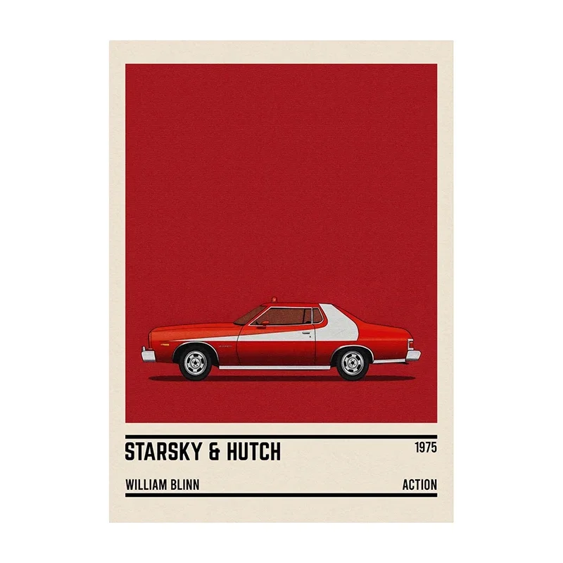 Plakat z minimalistycznym samochodem i cytatem filmowym Khaki