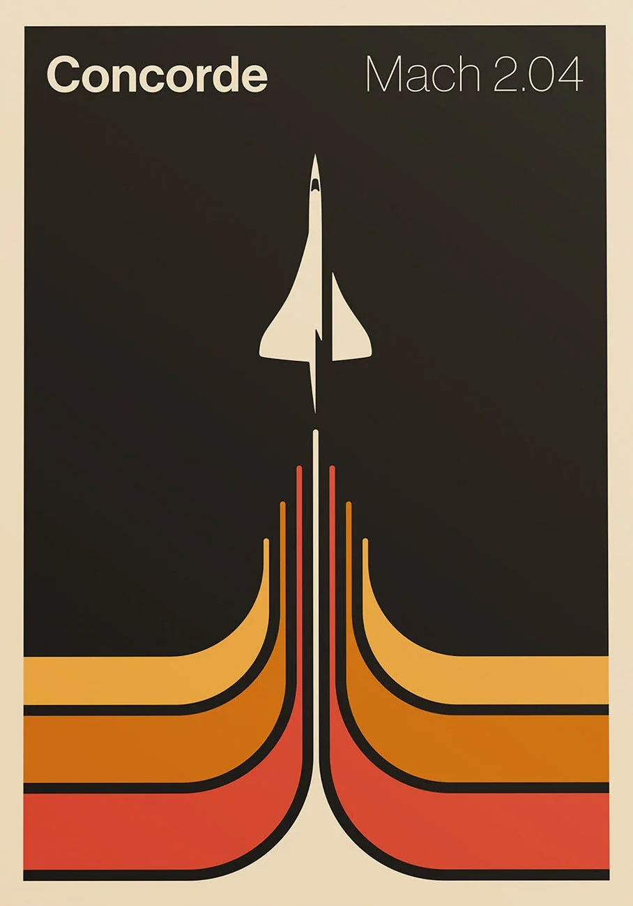 Minimalistyczny plakat z samolotem odrzutowym Wzór 6