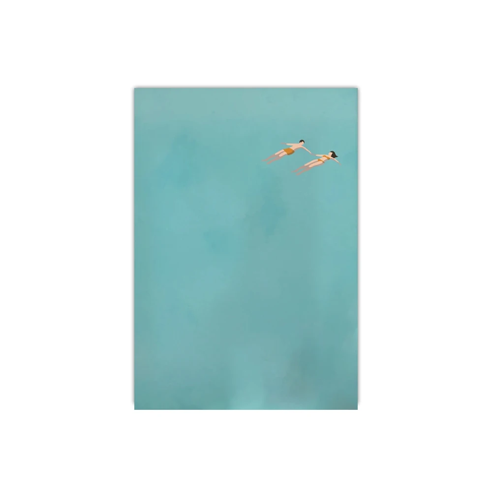 Plakat minimalistyczny surrealizm jasnozielona woda Czerwony