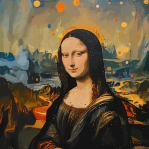 Plakat Mona Lisa - kreatywna akwarela graffiti Niebieski