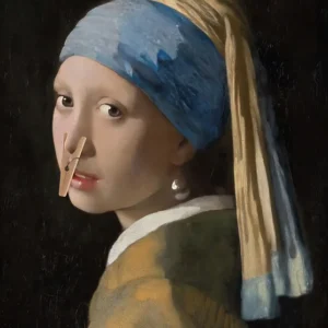 Plakat Mona Lisa do łazienki - humorystyczny Wzór 1