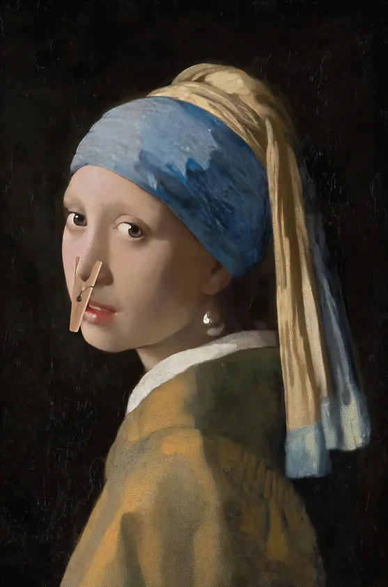 Plakat Mona Lisa do łazienki - humorystyczny Wzór 1