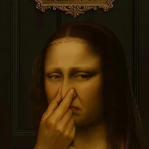 Mona Lisa na toalecie - zabawny plakat do łazienki Wzór 1