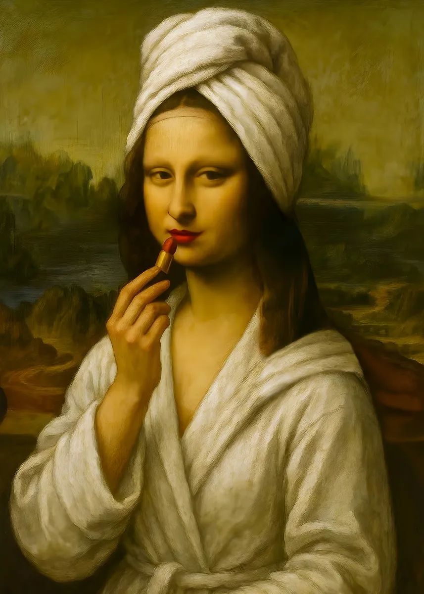 Mona Lisa na toalecie - zabawny plakat do łazienki Wzór 4