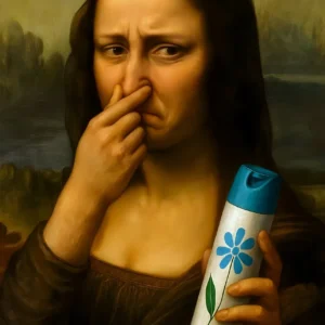 Plakat Mona Lisa do toalety vintage Jasnożółty