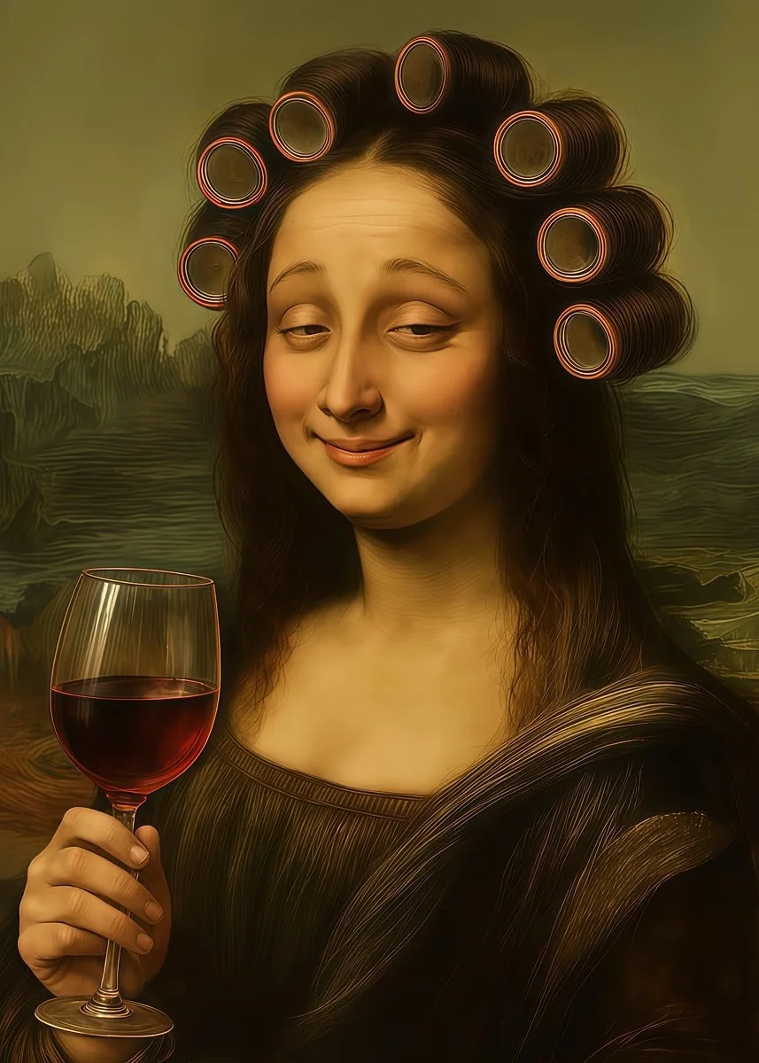 Mona Lisa na toalecie - zabawny plakat Wzór 2