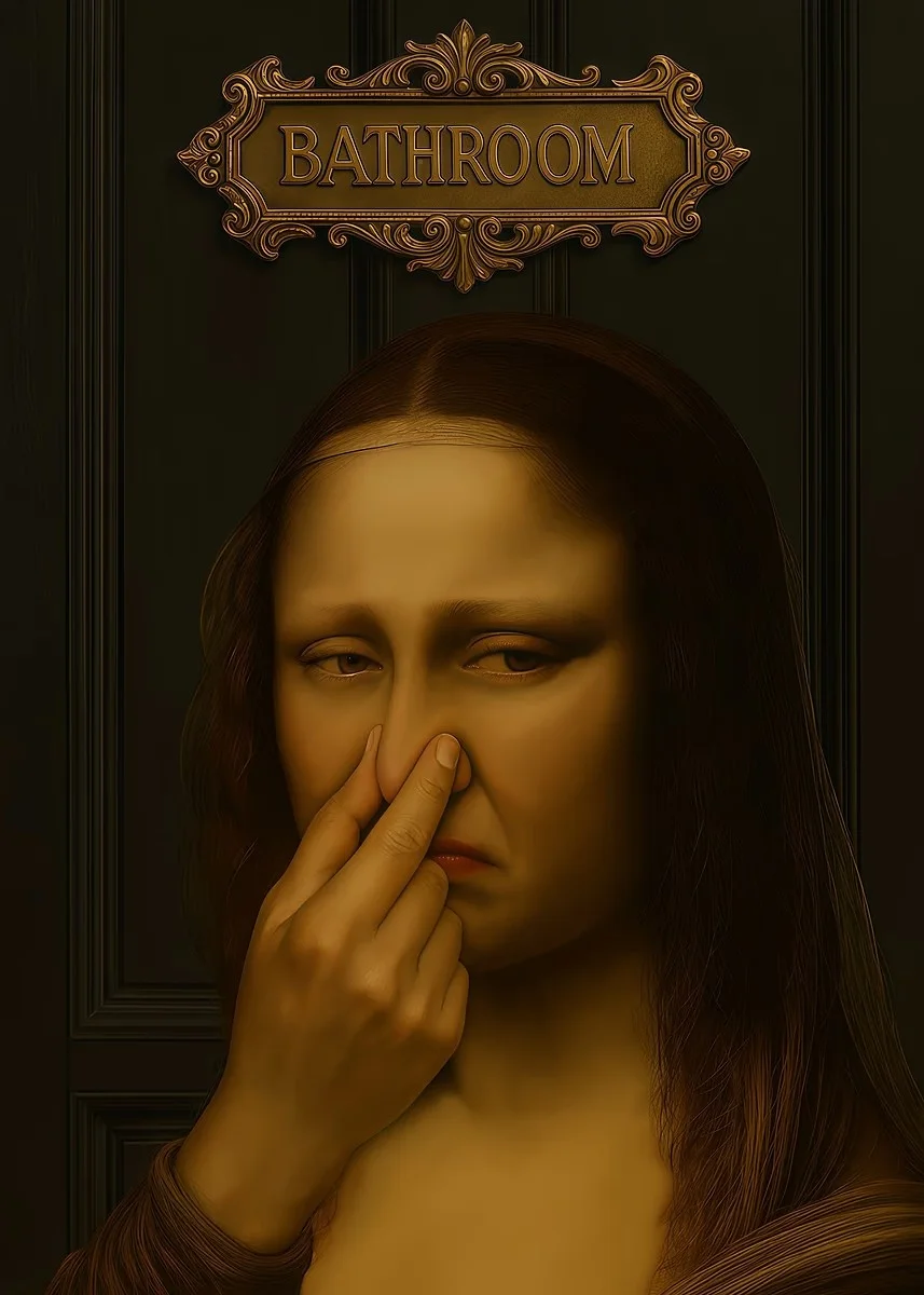 Mona Lisa na toalecie - zabawny plakat Wzór 3
