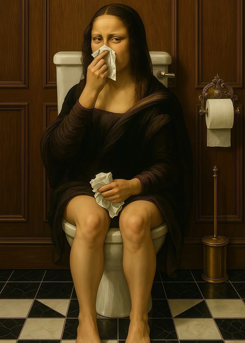 Mona Lisa na toalecie - zabawny plakat Wzór 6