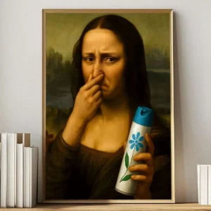 Mona Lisa - zabawny plakat vintage do łazienki Biały