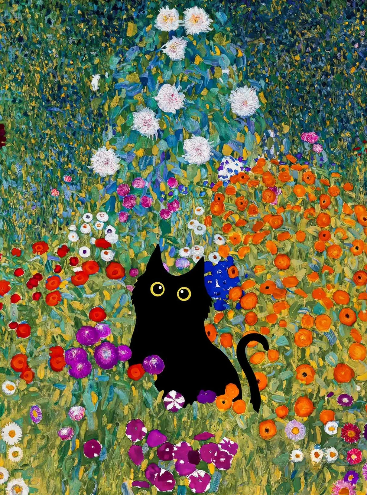 Monet czarny kot i lotos - plakat reprodukcja Fioletowy/фиолетовый