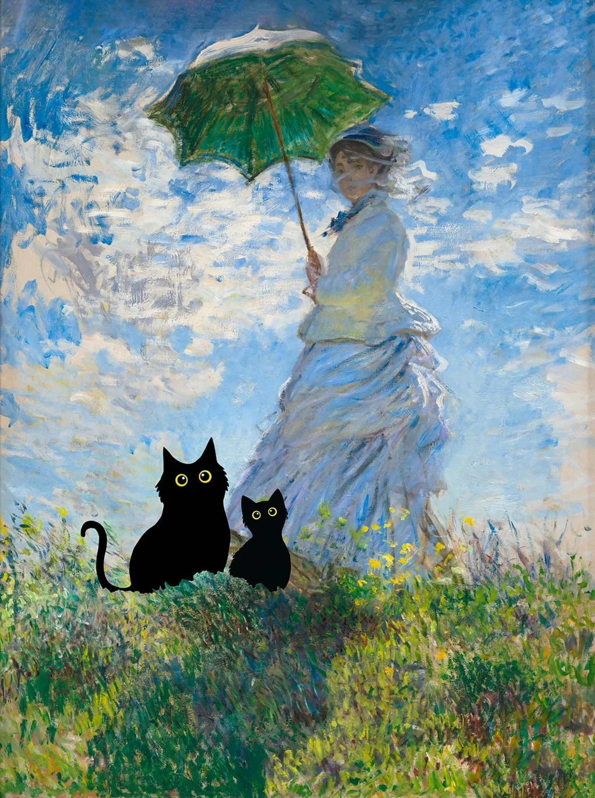 Monet czarny kot i lotos - plakat reprodukcja Jasny