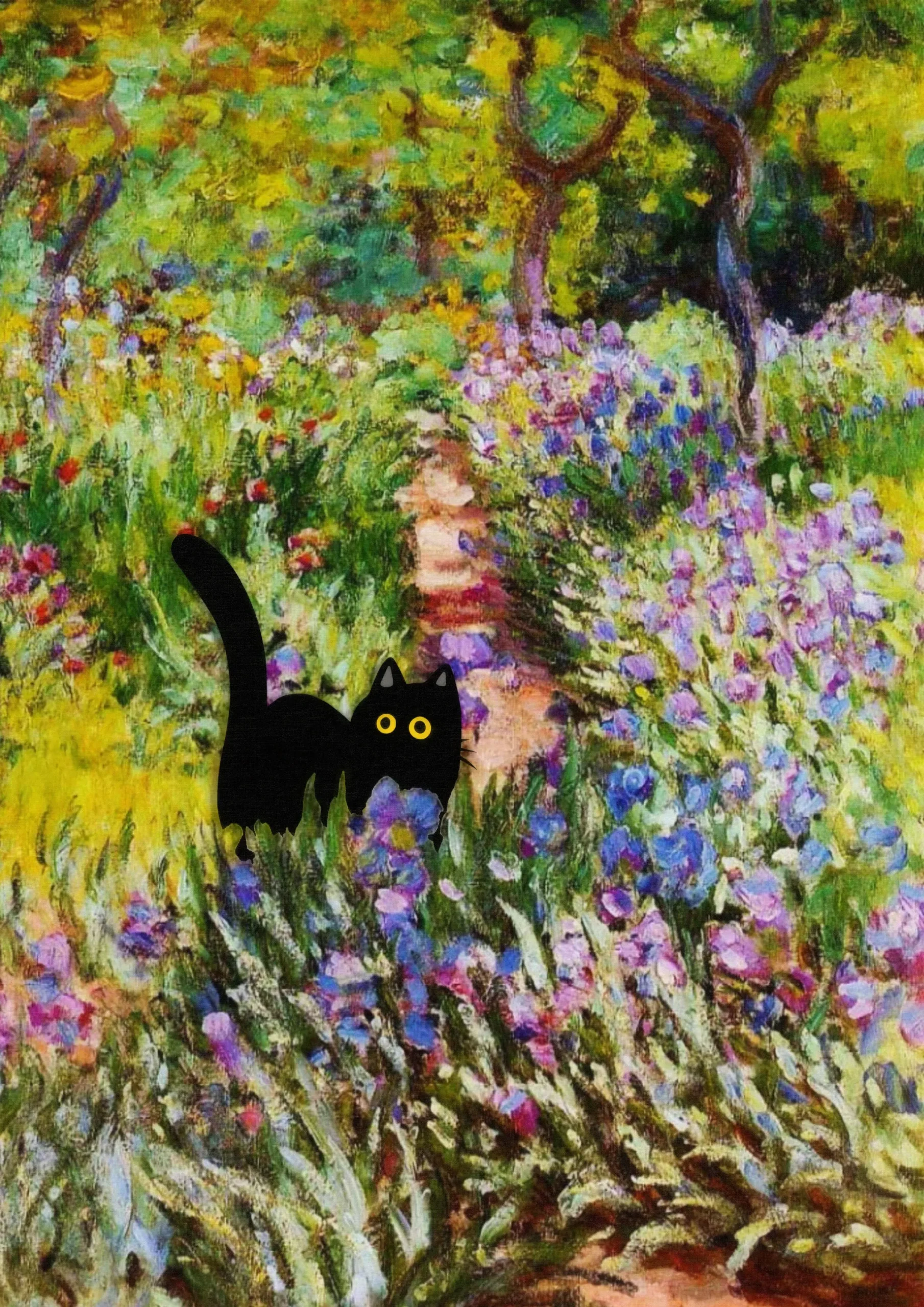 Monet czarny kot i lotos - plakat reprodukcja Niebieski
