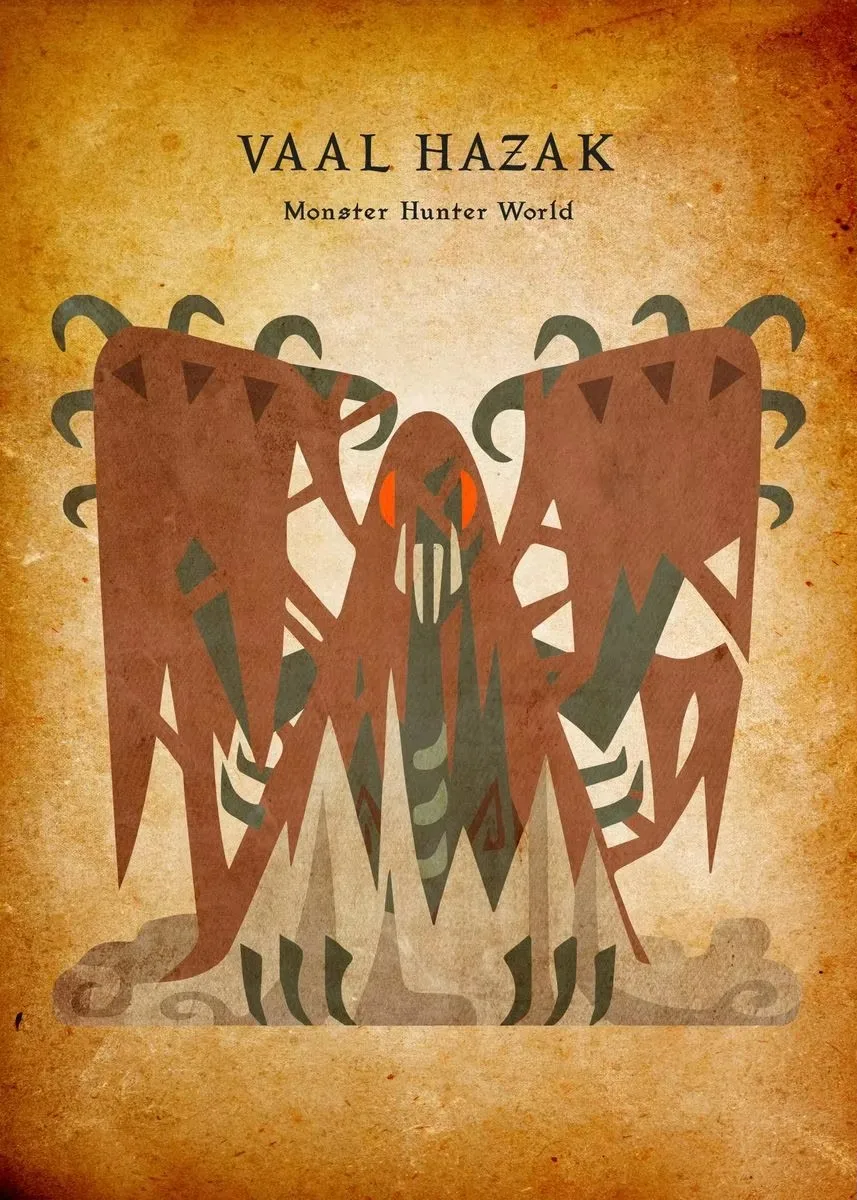 Plakat Monster Hunter – vintage Jasnożółty