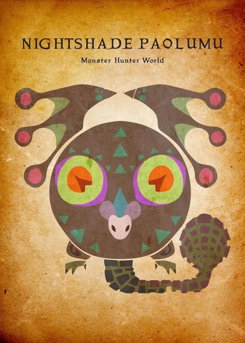 Plakat Monster Hunter – vintage Wielo