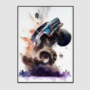 Plakat monster truck akwarela dla chłopca Wzór 1